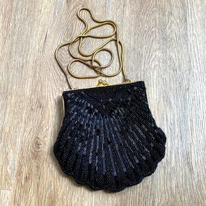 Vintage 70’s Clamshell Hand Beaded Formal Mini Bag.